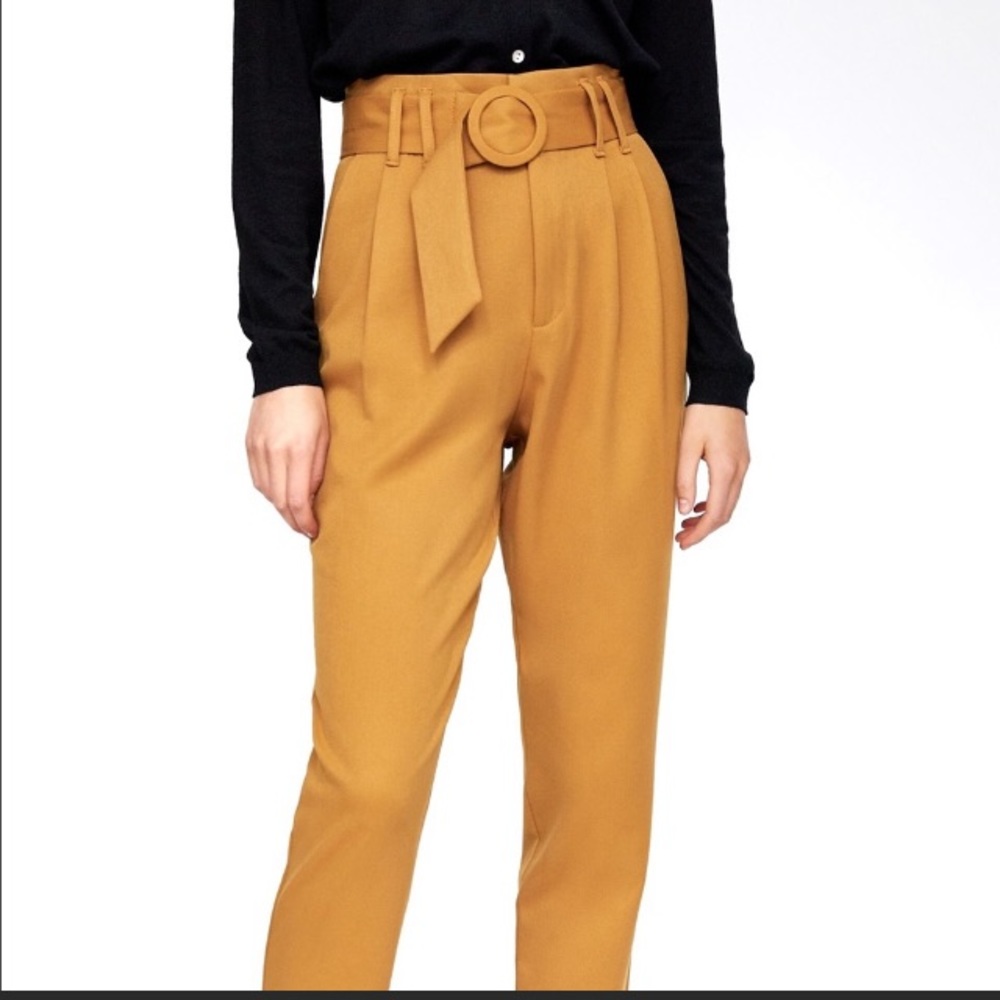 Zara High waisted belted trousers